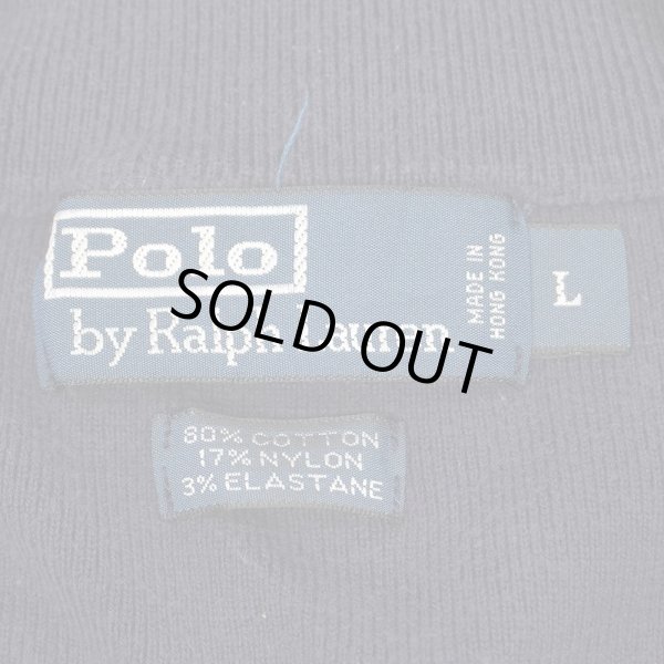 画像2: 00's Polo Ralph Lauren フルジップ コットンニット "FADE NAVY" (2)