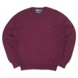 画像1: 00's Polo Ralph Lauren 前V コットンニット "BURGUNDY" (1)