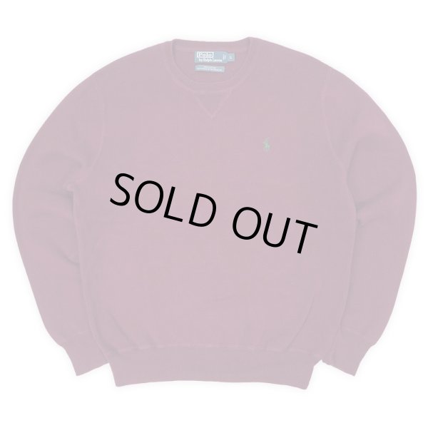 画像1: 00's Polo Ralph Lauren 前V コットンニット "BURGUNDY" (1)