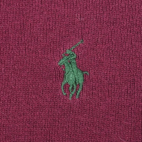 画像3: 00's Polo Ralph Lauren 前V コットンニット "BURGUNDY" (3)