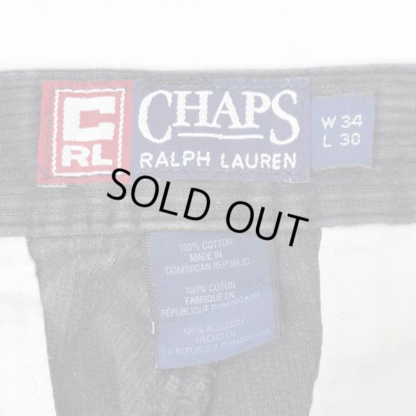 画像3: 90's CHAPS RALPH LAUREN 2タック 太畝コーデュロイトラウザー "FADE BLACK / W34 L30" (3)