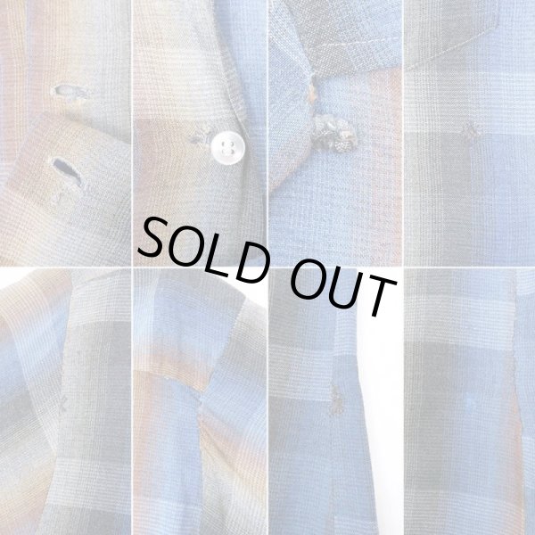 画像5: 60's  TOWNCRAFT オンブレチェック柄 オープンカラーレーヨンシャツ (5)