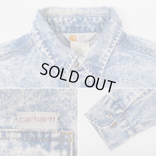 画像4: 90's Carhartt ブリーチ加工 デニムワークシャツ (4)