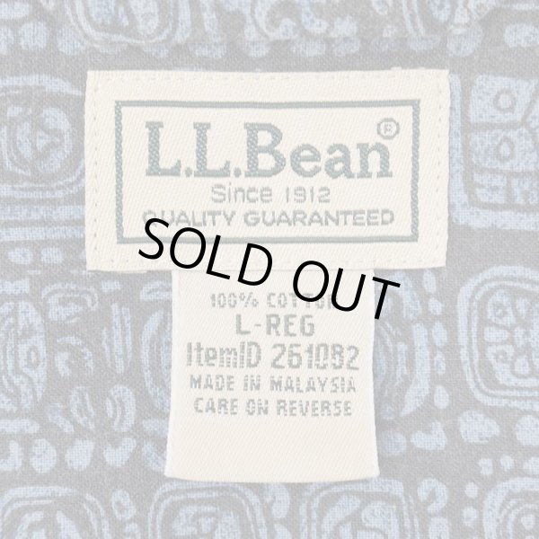 画像2: 00's L.L.Bean 総柄 オープンカラーシャツ "BLUE BASE" (2)