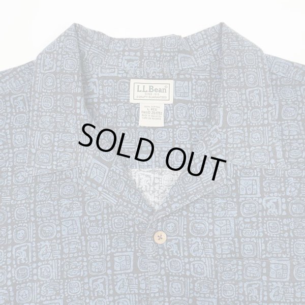 画像3: 00's L.L.Bean 総柄 オープンカラーシャツ "BLUE BASE" (3)