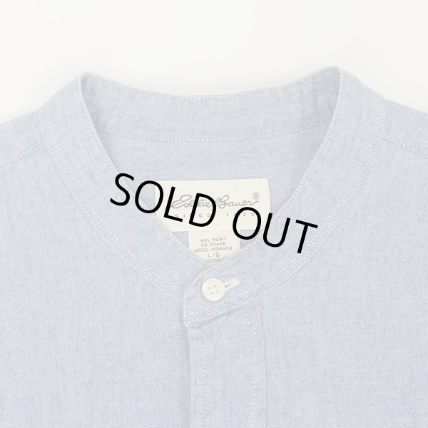 画像3: 90's Eddie Bauer バンドカラー シャンブレーシャツ "BLUE" (3)