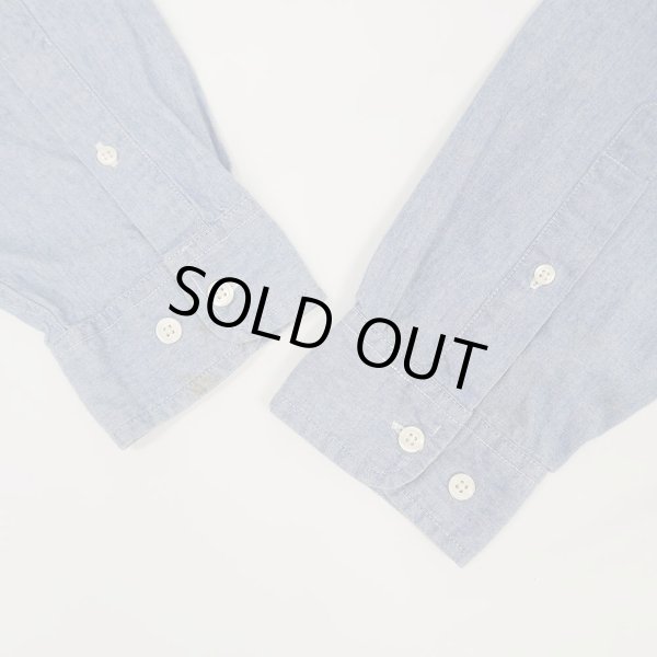 画像4: 90's Eddie Bauer バンドカラー シャンブレーシャツ "BLUE" (4)