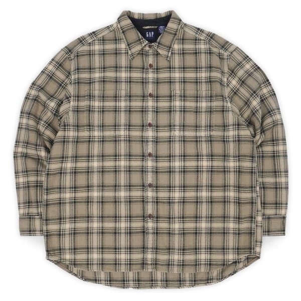 画像1: Late 90's OLD GAP ヘビーネルシャツ “ Beige Plaid” (1)