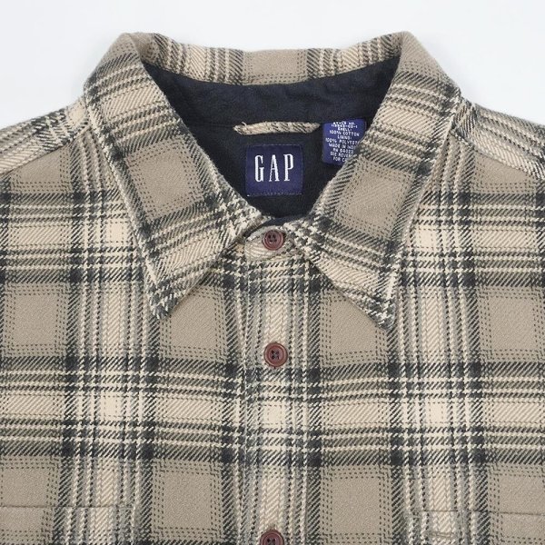画像3: Late 90's OLD GAP ヘビーネルシャツ “ Beige Plaid” (3)
