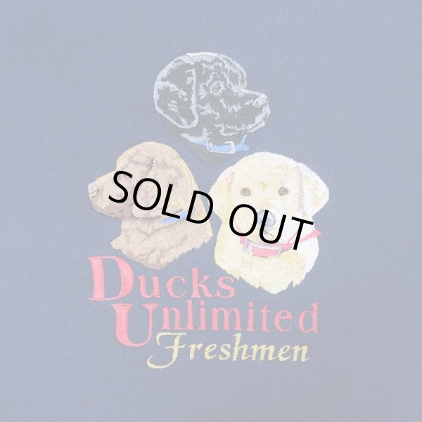 画像2: 90's DUCKS UNLIMITED 刺繍スウェット “DOGS EMBROIDERY / NAVY / MADE IN USA” (2)