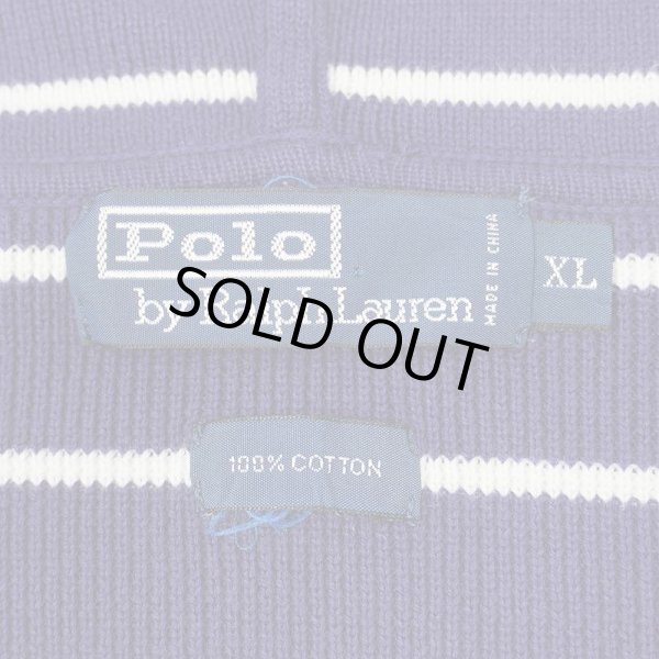 画像2: 00's Polo Ralph Lauren ボーダー柄 コットンニット パーカー (2)
