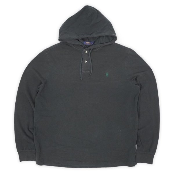 画像1: 00's Polo Ralph Lauren フーディーポロシャツ "BLACK" (1)
