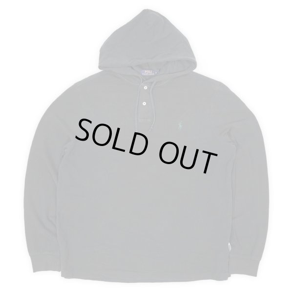 画像1: 00's Polo Ralph Lauren フーディーポロシャツ "BLACK" (1)