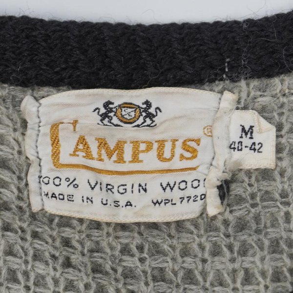 画像3: 60's CAMPUS フルジップ ウールニットカーディガン (3)