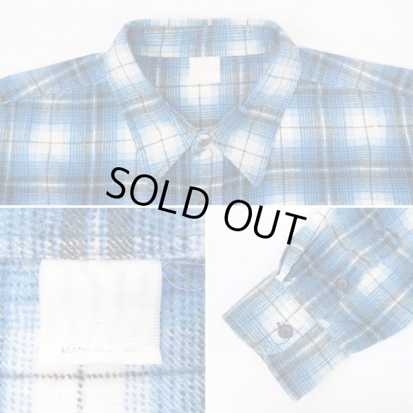 画像3: 90's unknown オンブレチェック柄 プリントネルシャツ (3)