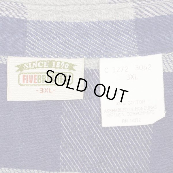 画像2: 90's FIVE BROTHER ブロックチェック柄  ヘビーネルシャツ “NAVY × GRAY” (2)