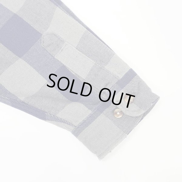 画像4: 90's FIVE BROTHER ブロックチェック柄  ヘビーネルシャツ “NAVY × GRAY” (4)