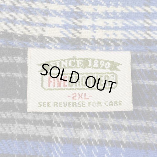 画像2: Late 90's FIVE BROTHER ヘビーネルシャツ "Blue Ombre Plaid" (2)