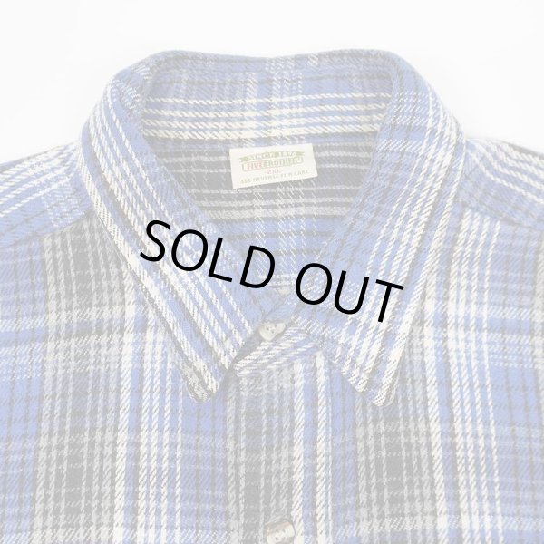 画像3: Late 90's FIVE BROTHER ヘビーネルシャツ "Blue Ombre Plaid" (3)