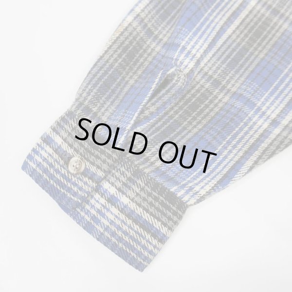 画像4: Late 90's FIVE BROTHER ヘビーネルシャツ "Blue Ombre Plaid" (4)