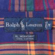 画像2: 90's Polo Ralph Lauren フランネル ボタンダウンシャツ "RL WORKSHIRT / Navy Plaid" (2)