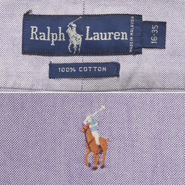 画像2: Early 90's Polo Ralph Lauren ボタンダウンシャツ "PURPLE OXFORD" (2)
