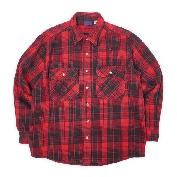 画像1: 90's DAKOTA ヘビーネルシャツ "Black×Red Plaid / USA COMPONENTS" (1)