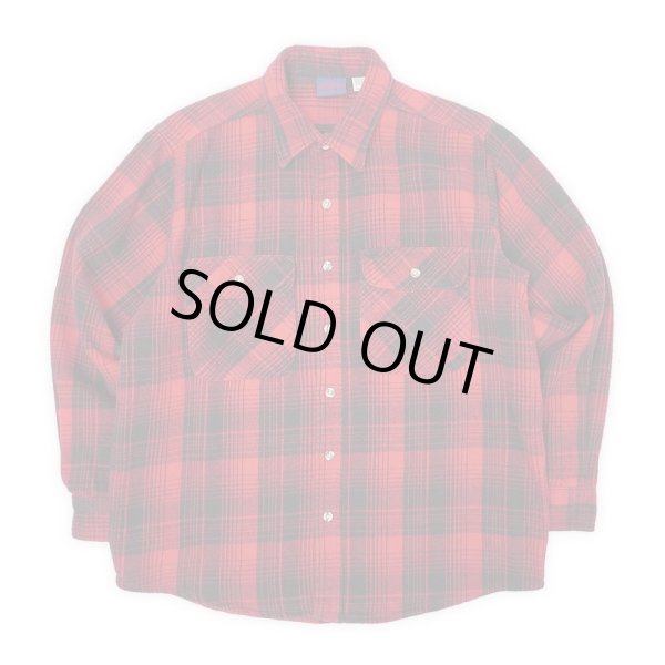 画像1: 90's DAKOTA ヘビーネルシャツ "Black×Red Plaid / USA COMPONENTS" (1)