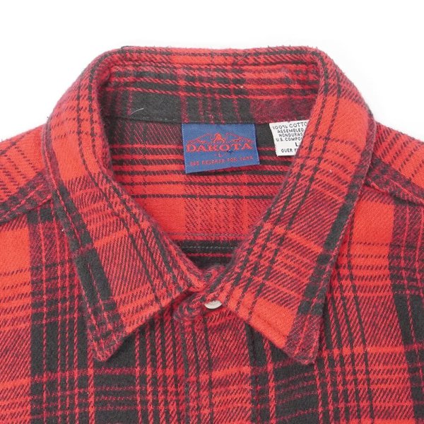 画像3: 90's DAKOTA ヘビーネルシャツ "Black×Red Plaid / USA COMPONENTS" (3)