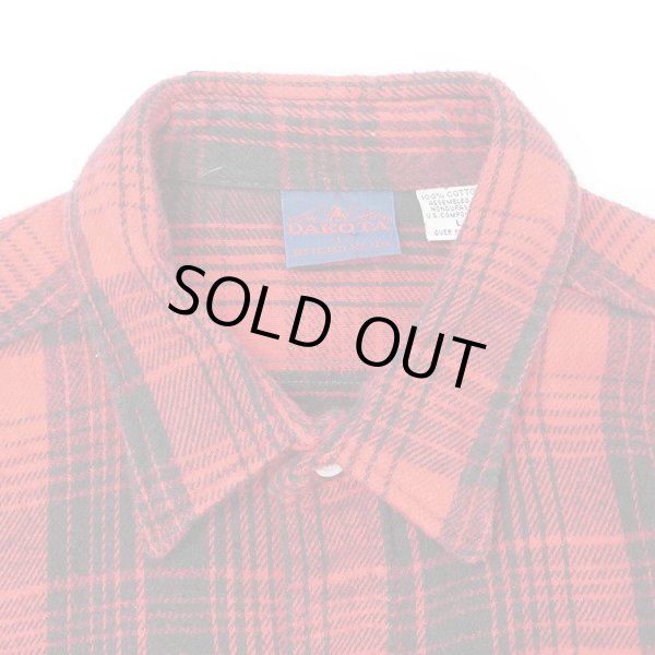 画像3: 90's DAKOTA ヘビーネルシャツ "Black×Red Plaid / USA COMPONENTS" (3)