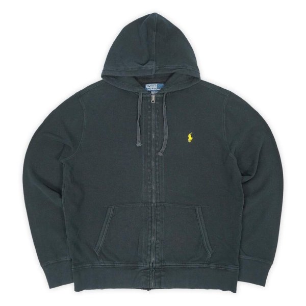 画像1: 00's Polo Ralph Lauren コットンピケ フルジップパーカー "FADE BLACK" (1)