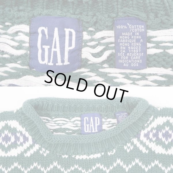 画像3: 90's OLD GAP ロールネック コットンニット "GREEN" (3)