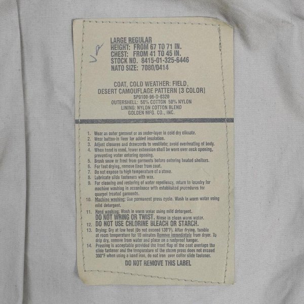 画像2: 90's US.Armed Forces 3C デザートカモ柄 M-65 フィールドジャケット "LARGE-REGULAR / DEADSTOCK" (2)