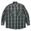 画像1: 90's FIVE BROTHER ヘビーネルシャツ "GREEN BASE / MADE IN USA / 2XL-TALL" (1)