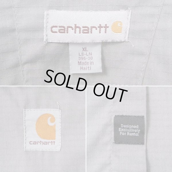 画像2: 00's Carhartt リップストップ ワークシャツ (2)