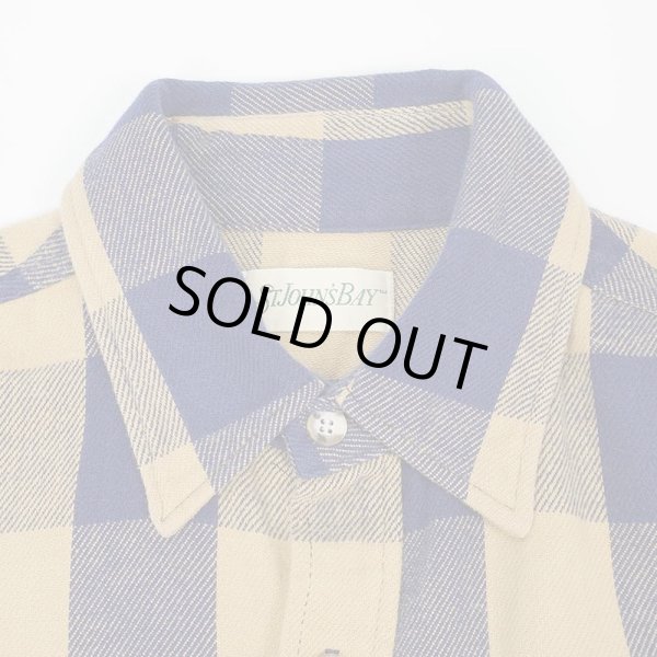 画像3: 90's ST JOHN’S BAY ブロックチェック柄 ヘビーネルシャツ “NAVY × BEIGH” (3)