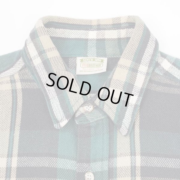 画像3: 90's FIVE BROTHER ヘビーネルシャツ "Green & Black Plaid / MADE IN USA" (3)