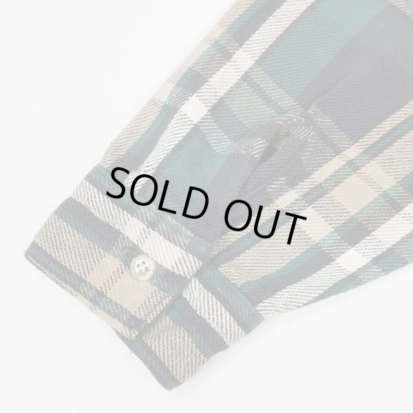 画像4: 90's FIVE BROTHER ヘビーネルシャツ "Green & Black Plaid / MADE IN USA" (4)