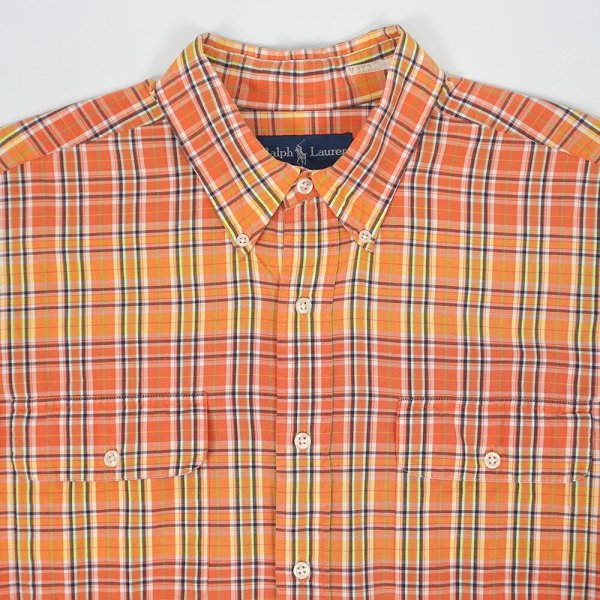 画像3: 90's Polo Ralph Lauren ボタンダウンシャツ "RL WORKSHIRT / Orange Plaid" (3)