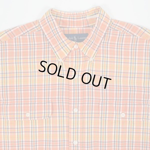 画像3: 90's Polo Ralph Lauren ボタンダウンシャツ "RL WORKSHIRT / Orange Plaid" (3)