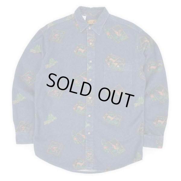 画像1: 80's Eddie Bauer 総柄 シャモアクロスワークシャツ "MADE IN USA" (1)