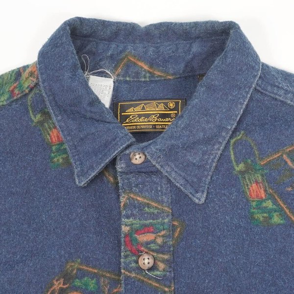 画像3: 80's Eddie Bauer 総柄 シャモアクロスワークシャツ "MADE IN USA" (3)