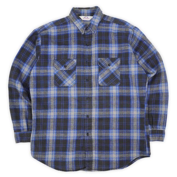画像1: 80's DAKOTA by FIVE BROTHER ヘビーネルシャツ "Black×Blue Plaid / MADE IN USA" (1)