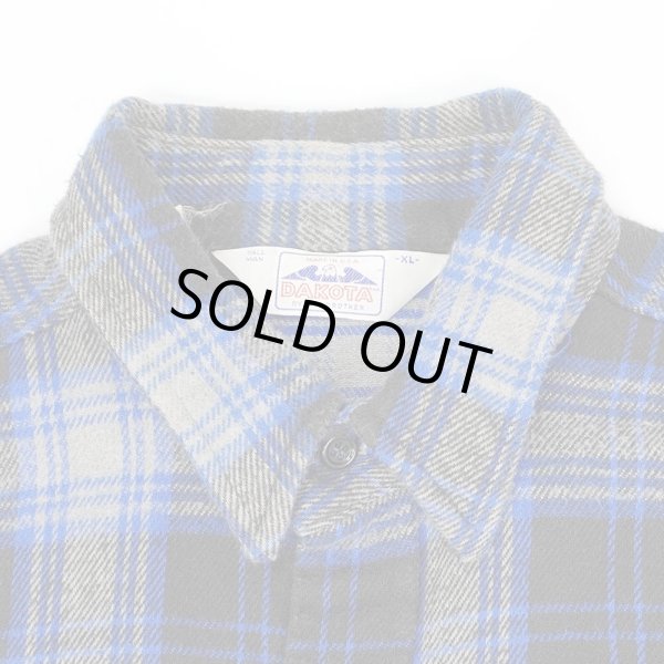 画像3: 80's DAKOTA by FIVE BROTHER ヘビーネルシャツ "Black×Blue Plaid / MADE IN USA" (3)