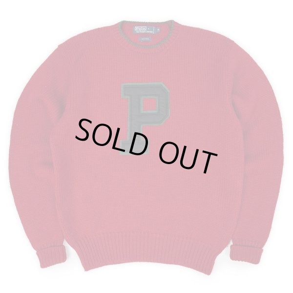 画像1: 90's Polo Ralph Lauren ローゲージウールニット "Pロゴ" (1)