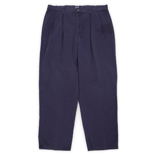 画像1: Early 90's Polo Ralph Lauren 2タック チノトラウザー "NAVY / W38 L30 / MADE IN USA" (1)