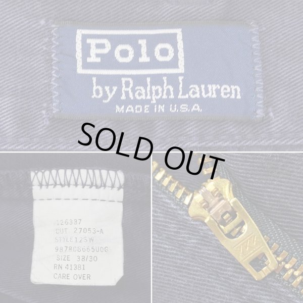 画像4: Early 90's Polo Ralph Lauren 2タック チノトラウザー "NAVY / W38 L30 / MADE IN USA" (4)
