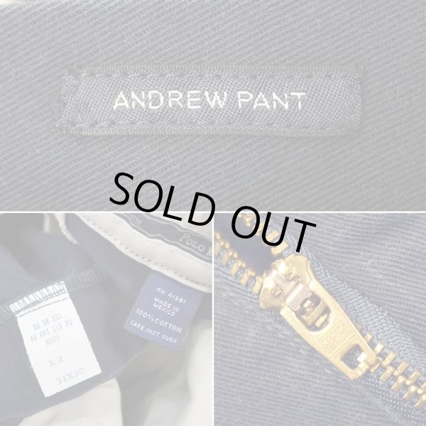 画像4: 90's Polo Ralph Lauren 2タック チノトラウザー "ANDREW PANT / NAVY / W31 L30" (4)