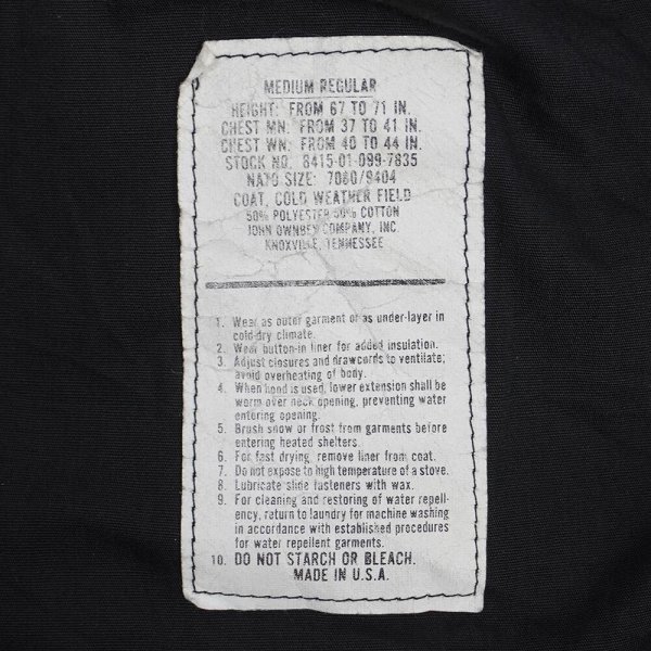 画像2: 90's JOHN OWNBEY M-65 フィールドジャケット "MADE IN USA / BLACK" (2)