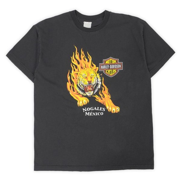 画像1: 90-00's HARLEY-DAVIDSON 両面プリントTシャツ “TIGER × FLAME” (1)